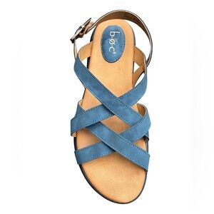b.o.c Women’s Blue Cross-Cross Sandals Size 9M – Buckle Strap Comfort